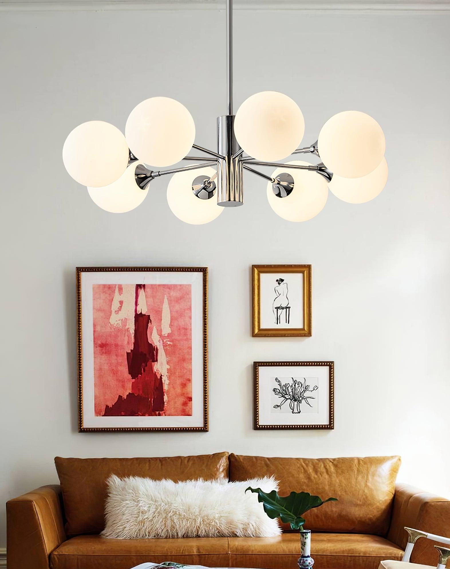 Lustra Chandelier Chrome Glass Globe - Letslighting