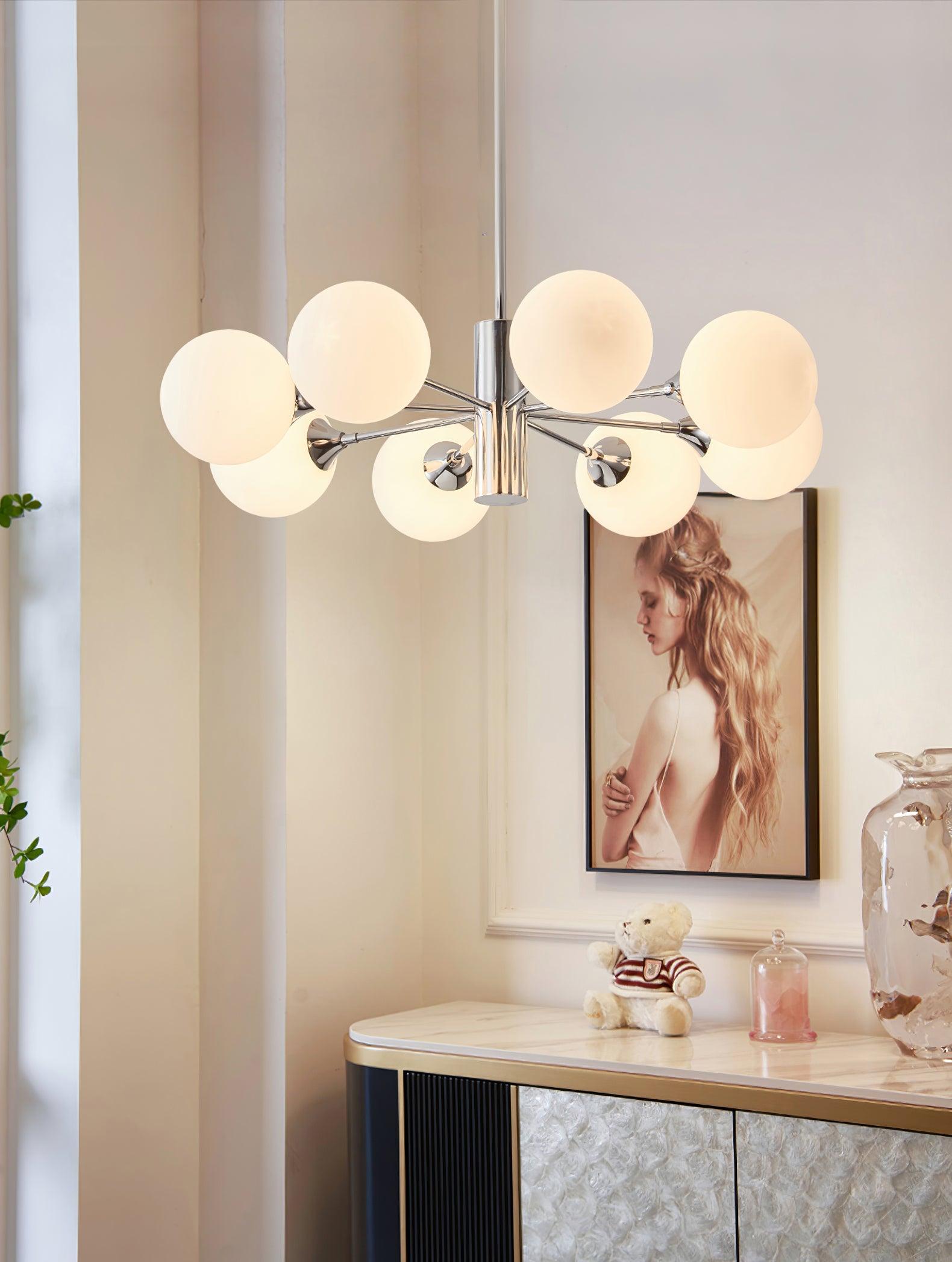 Lustra Chandelier Chrome Glass Globe - Letslighting