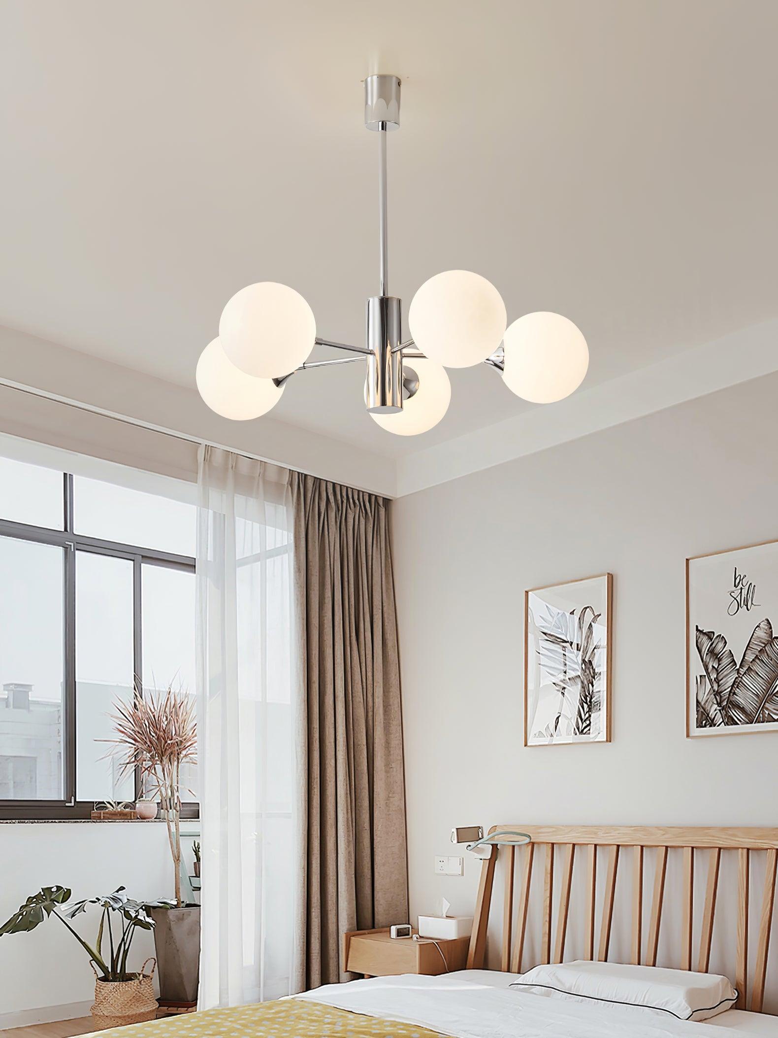 Lustra Chandelier Chrome Glass Globe - Letslighting