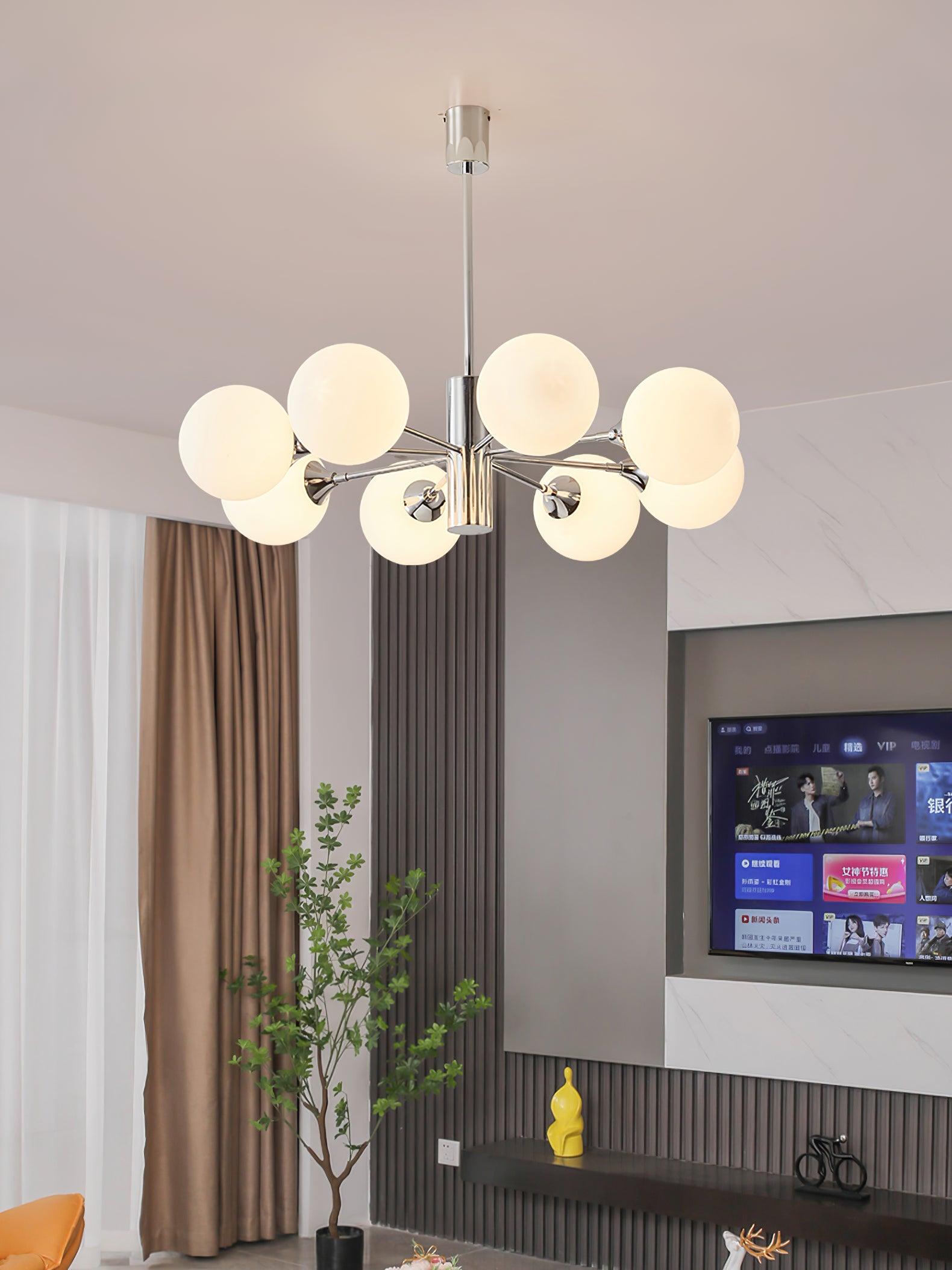 Lustra Chandelier Chrome Glass Globe - Letslighting