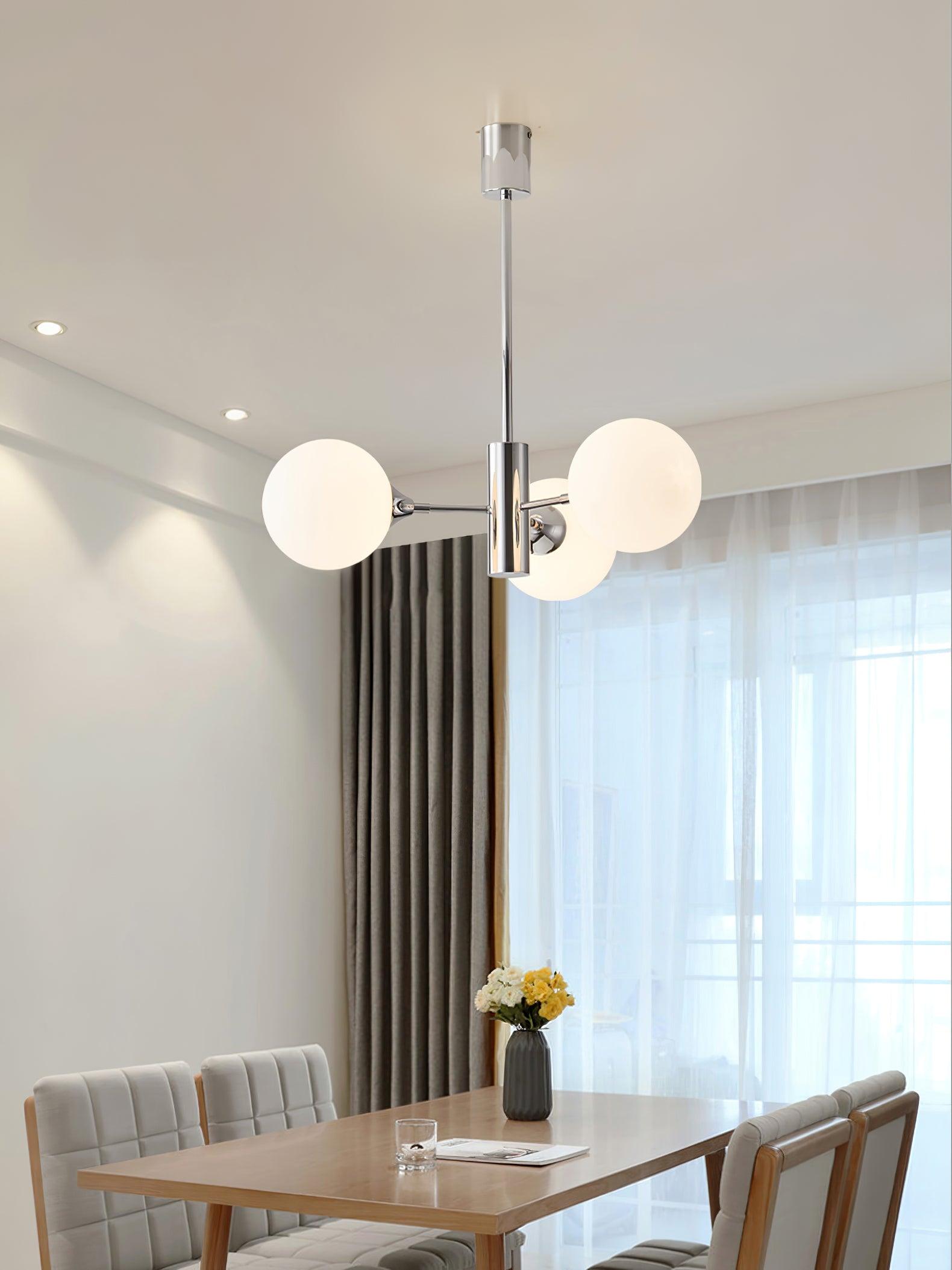 Lustra Chandelier Chrome Glass Globe - Letslighting