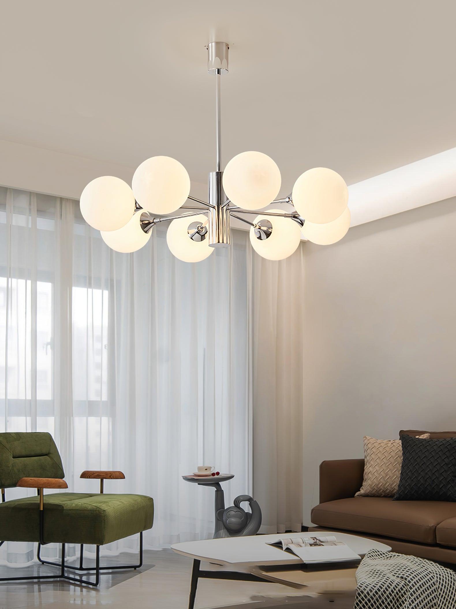 Lustra Chandelier Chrome Glass Globe - Letslighting