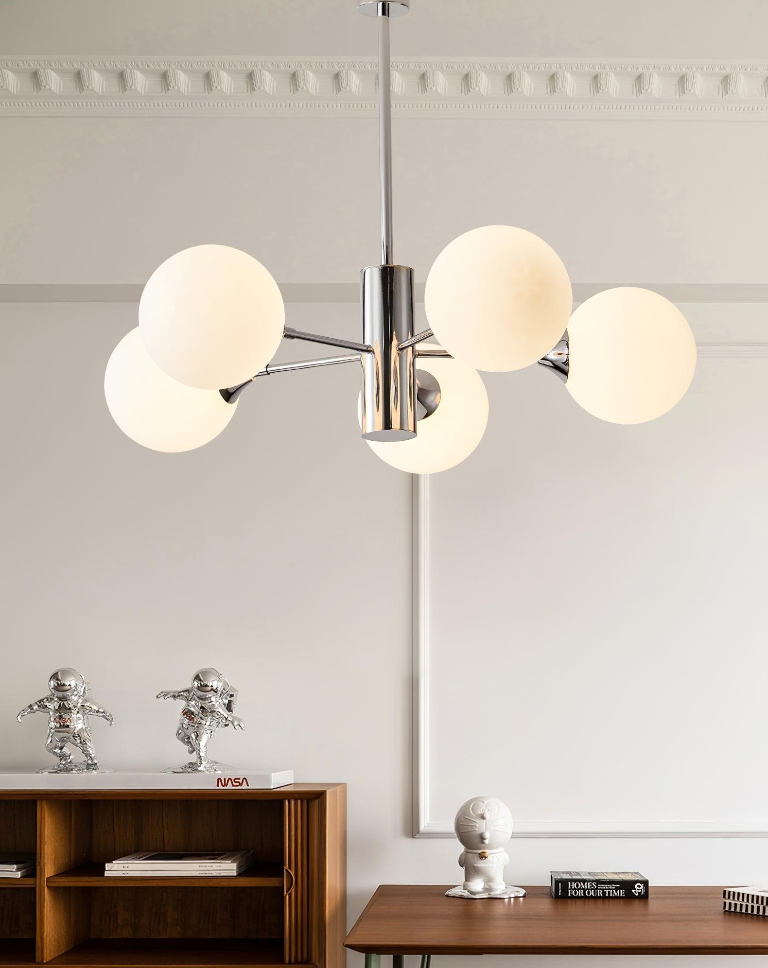 Lustra Chandelier Chrome Glass Globe - Letslighting