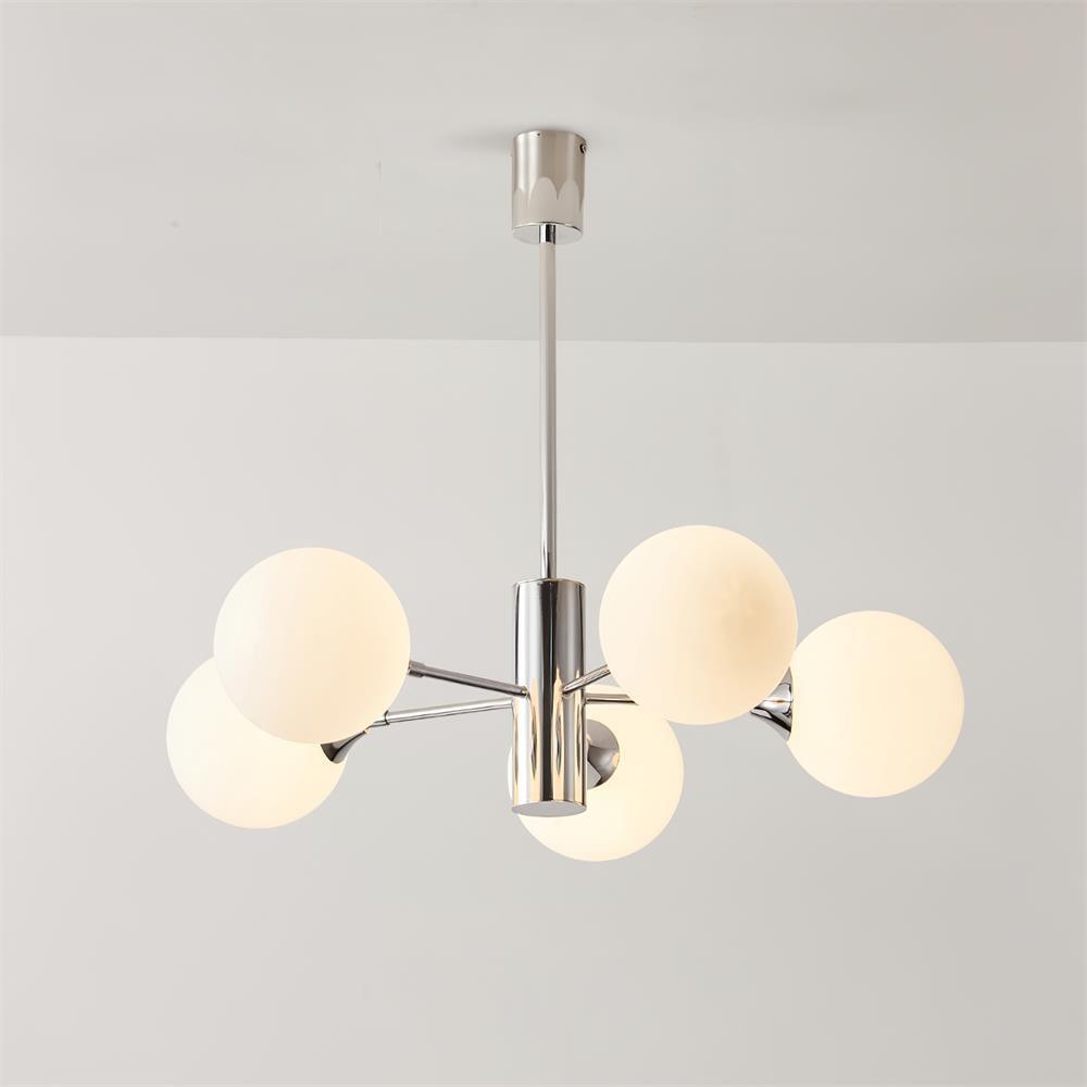 Lustra Chandelier Chrome Glass Globe - Letslighting