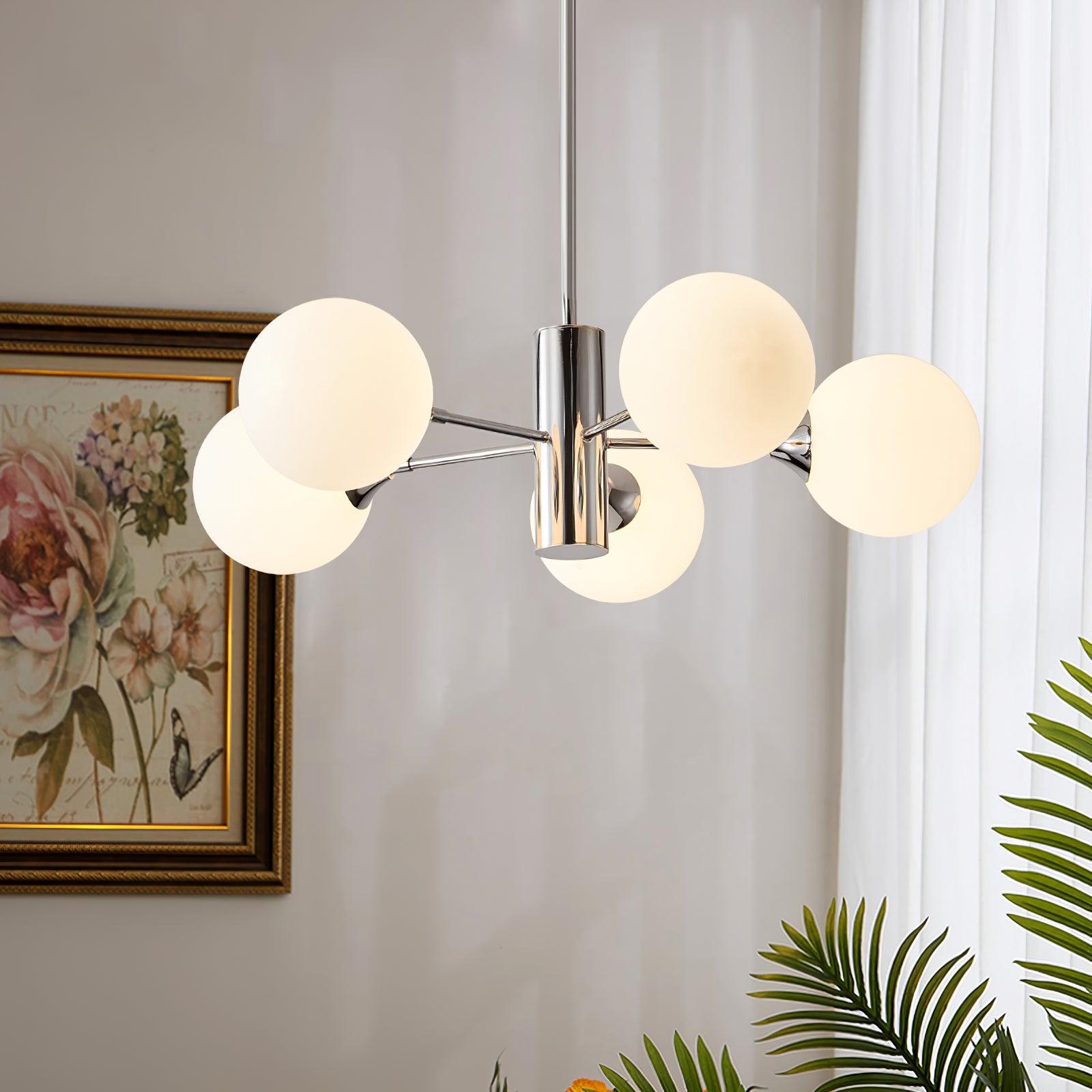 Lustra Chandelier Chrome Glass Globe - Letslighting