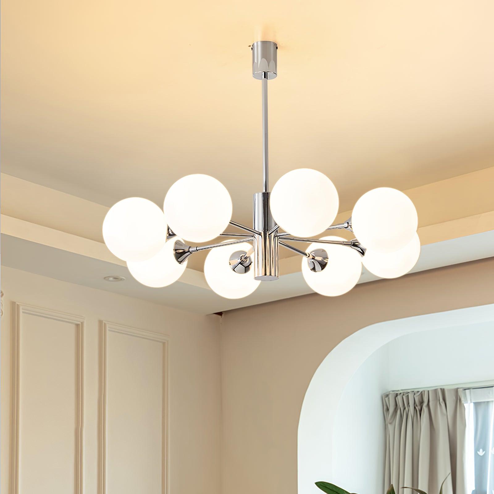 Lustra Chandelier Chrome Glass Globe - Letslighting