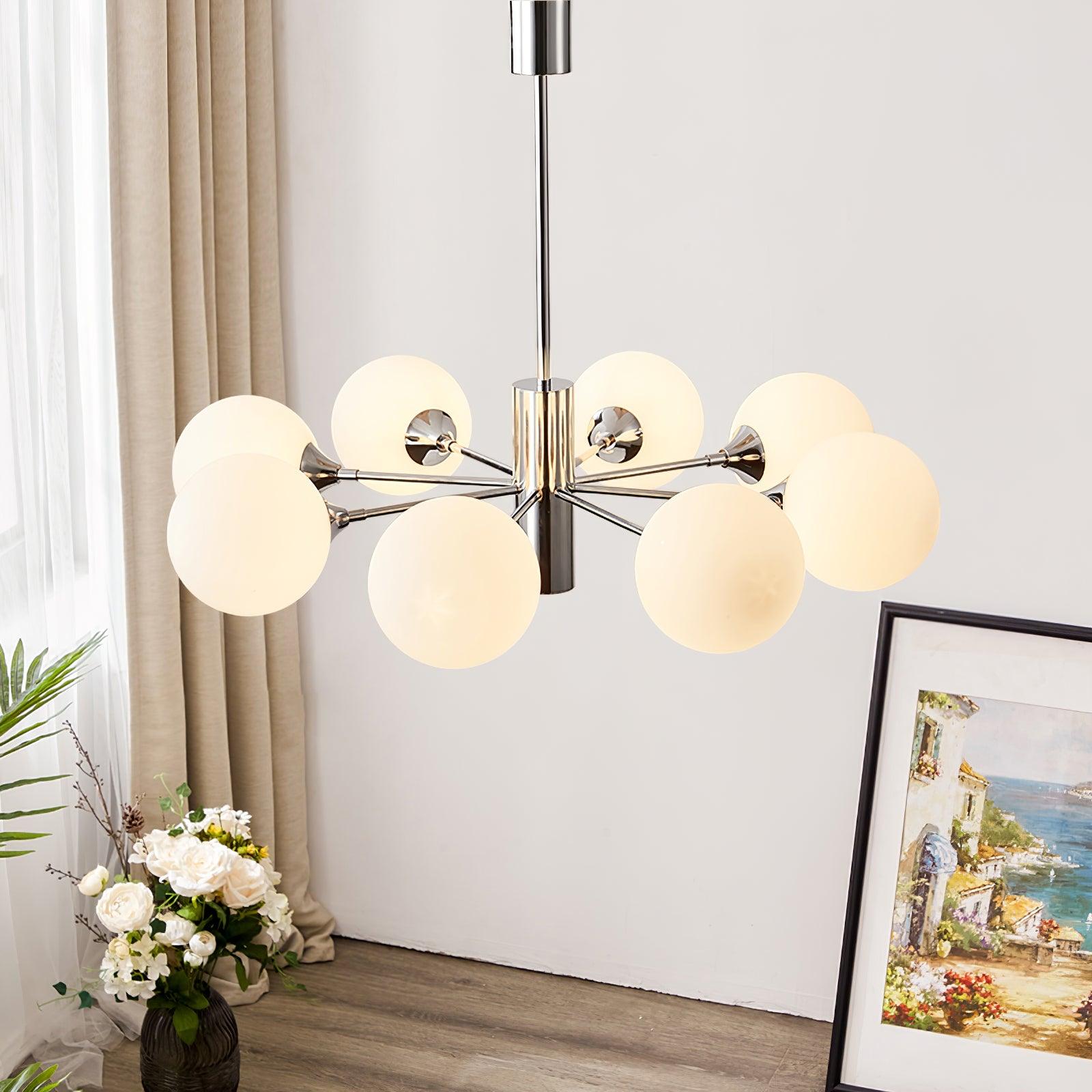 Lustra Chandelier Chrome Glass Globe - Letslighting