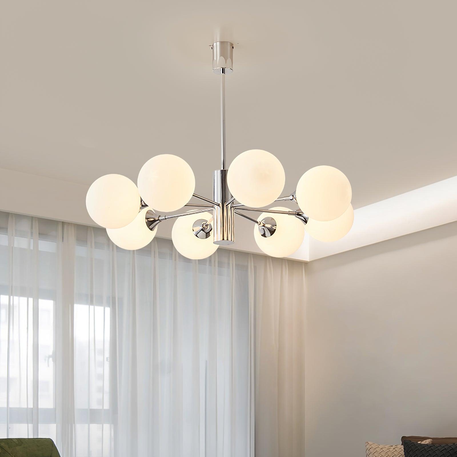 Lustra Chandelier Chrome Glass Globe - Letslighting