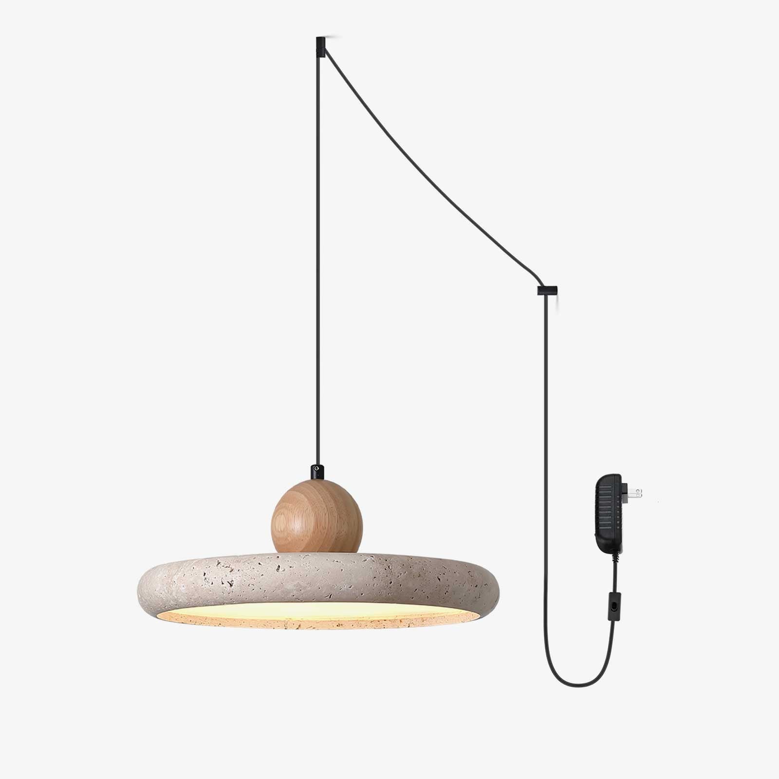 Covarel Minimalist Travertine Plug-In Pendant Light - Letslighting