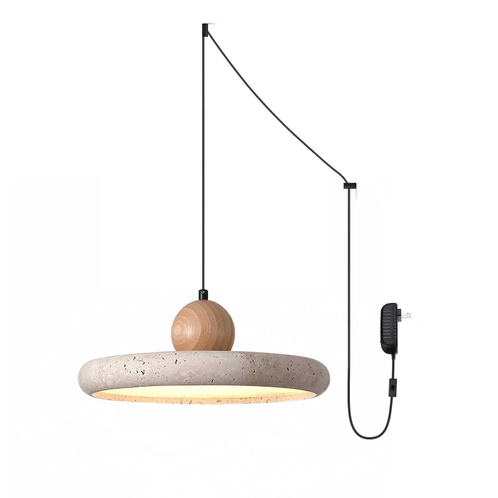 Covarel Minimalist Travertine Plug-In Pendant Light - Letslighting