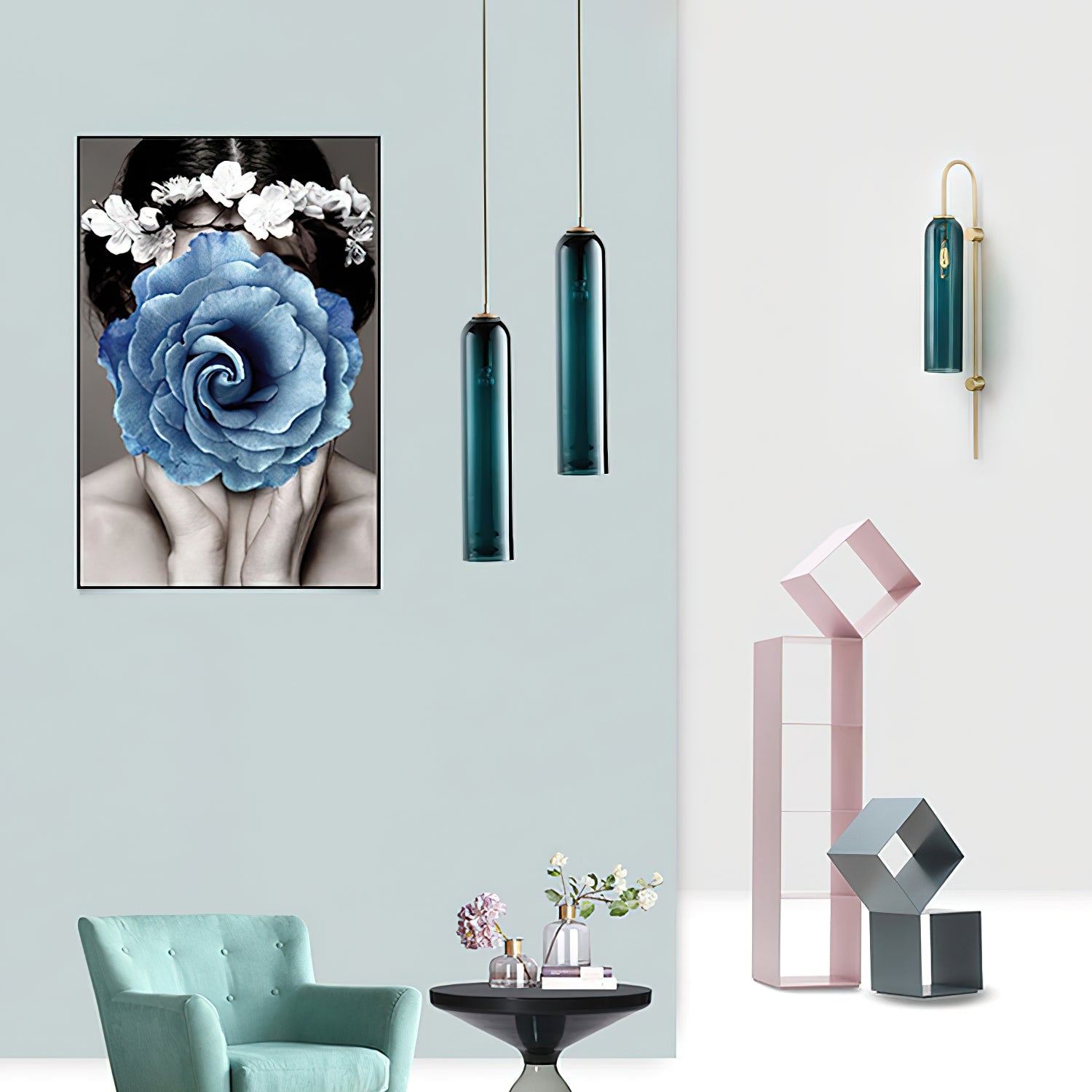 Valentina Long Tube Glass Pendant Light