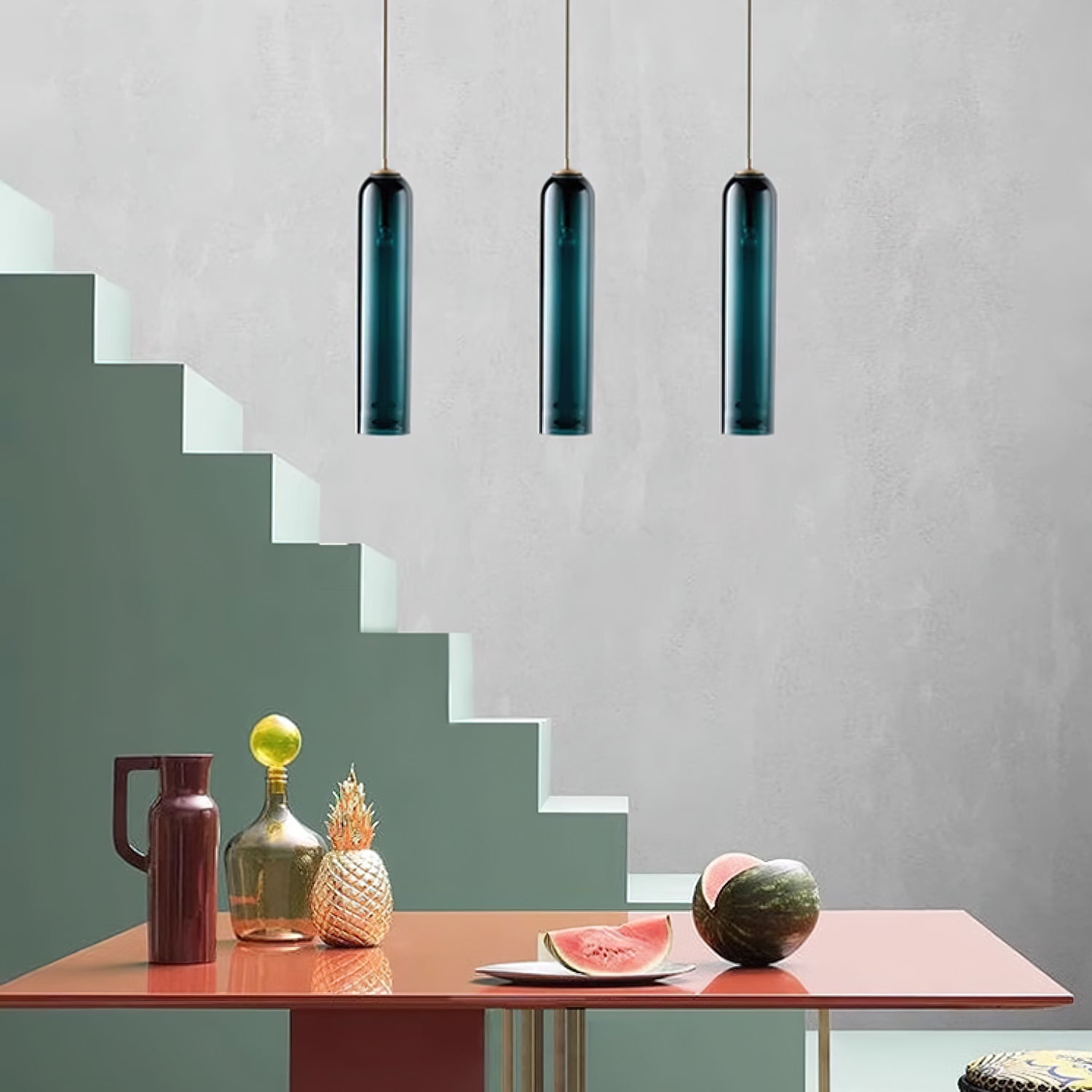 Valentina Long Tube Glass Pendant Light