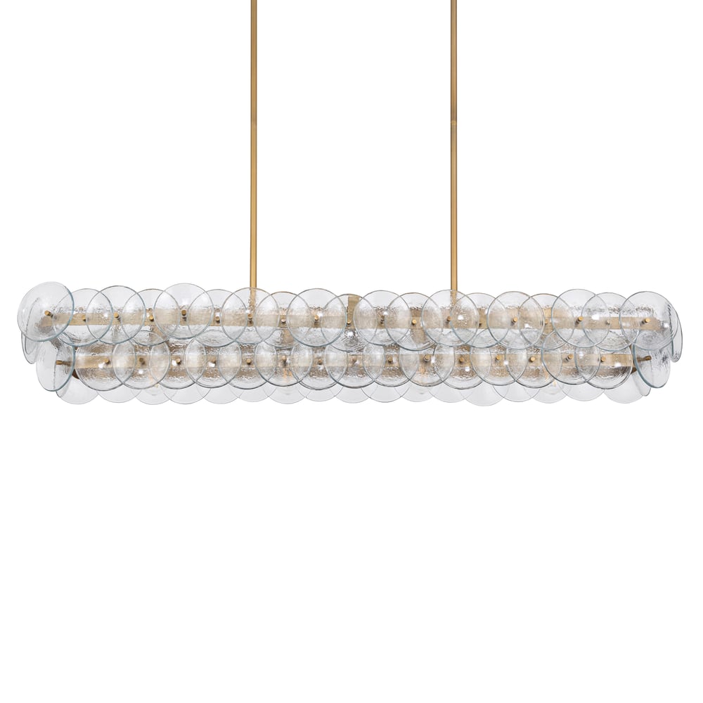 Aurora Chandelier Linear Amber Pressed Glass Disc Modern