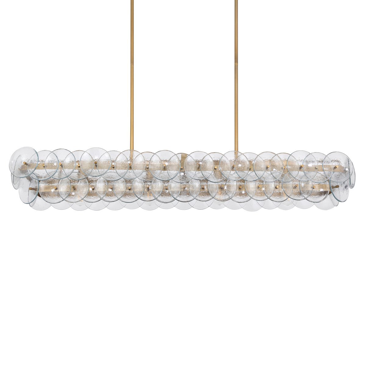 Aurora Chandelier Linear Amber Pressed Glass Disc Modern