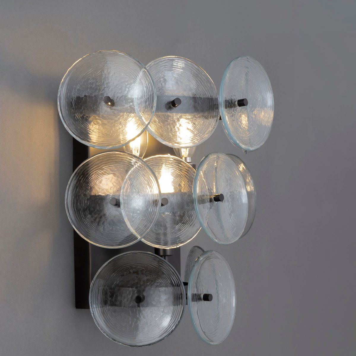 Aurora Wall Sconce Pressed Glass Disc Vintage Amber