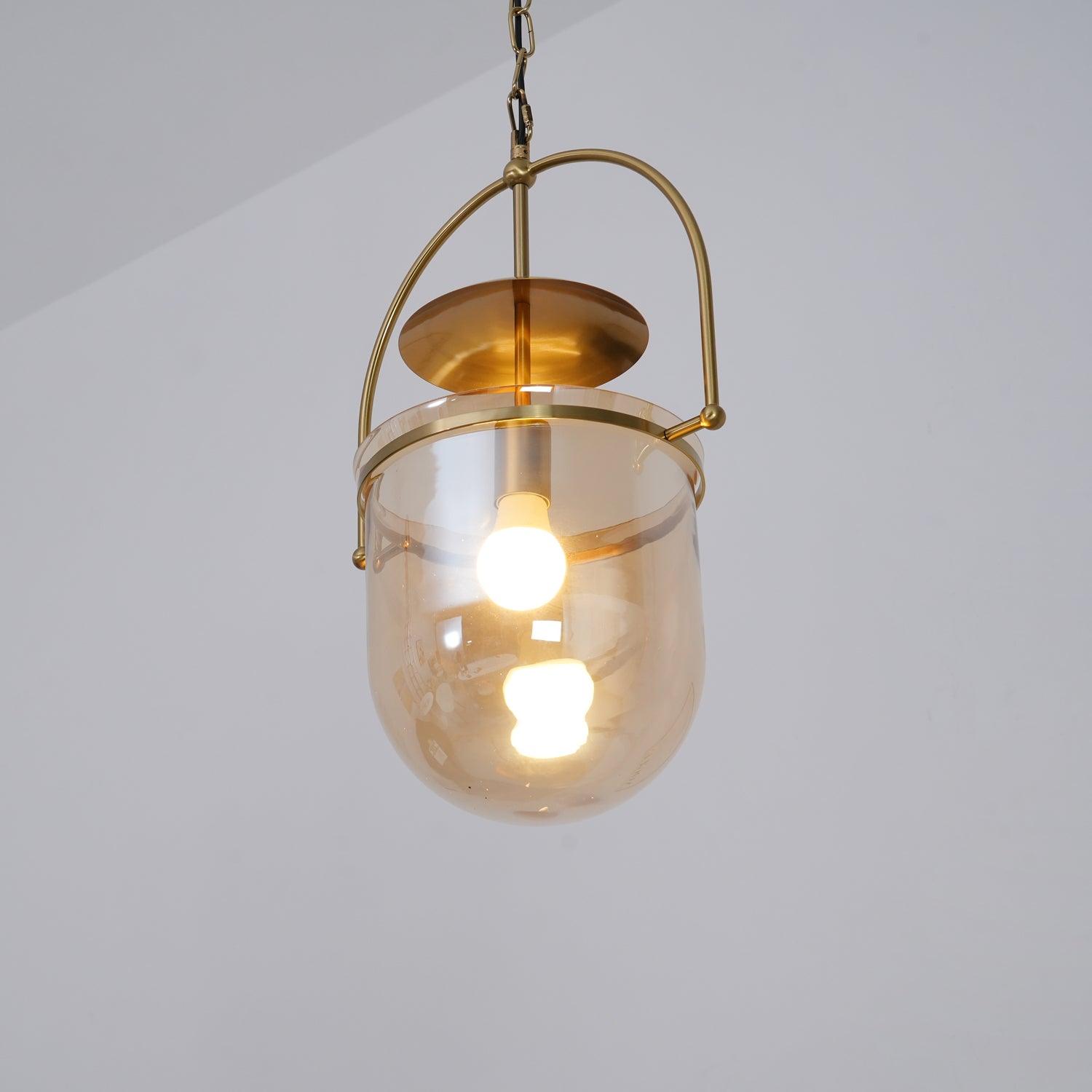 Lustra Pendant Lamp Glass Brass Vintage for Living Room - Letslighting