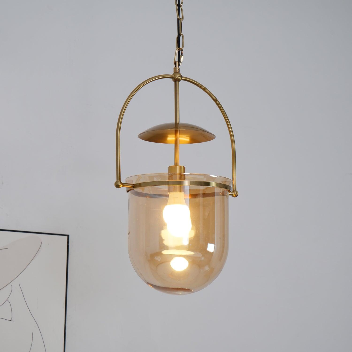 Lustra Pendant Lamp Glass Brass Vintage for Living Room - Letslighting