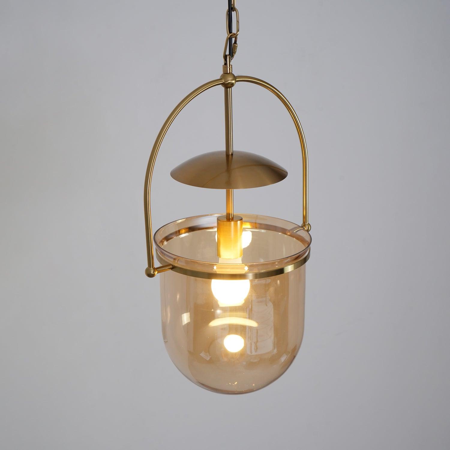 Lustra Pendant Lamp Glass Brass Vintage for Living Room - Letslighting