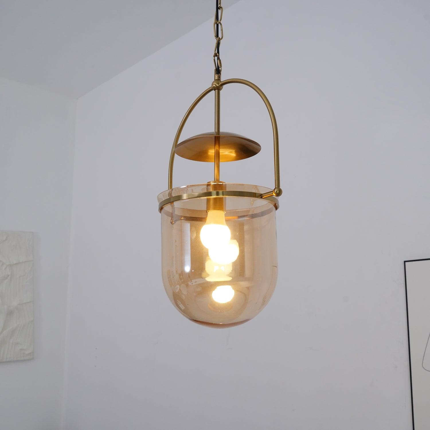 Lustra Pendant Lamp Glass Brass Vintage for Living Room - Letslighting