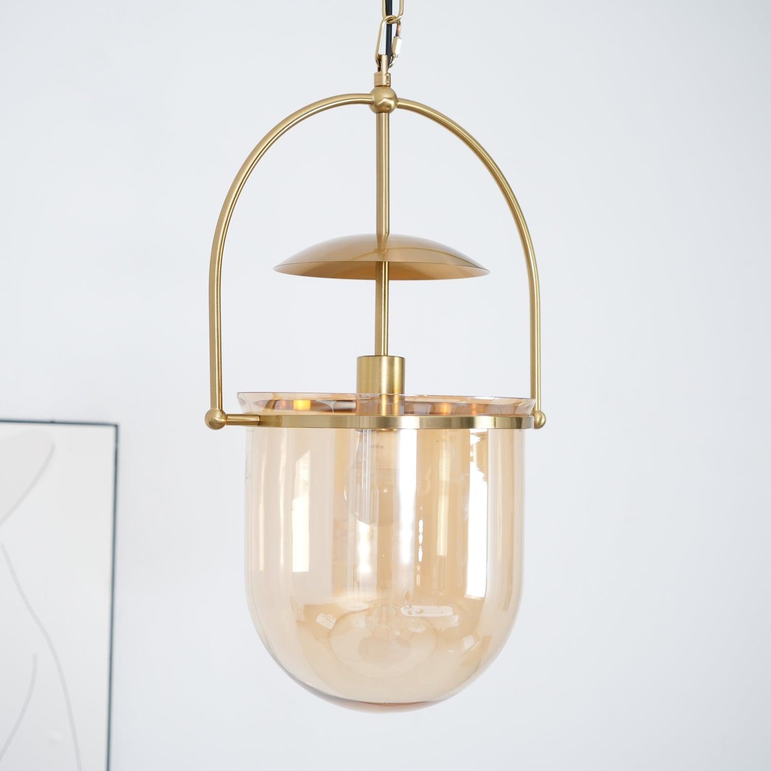 Lustra Pendant Lamp Glass Brass Vintage for Living Room - Letslighting