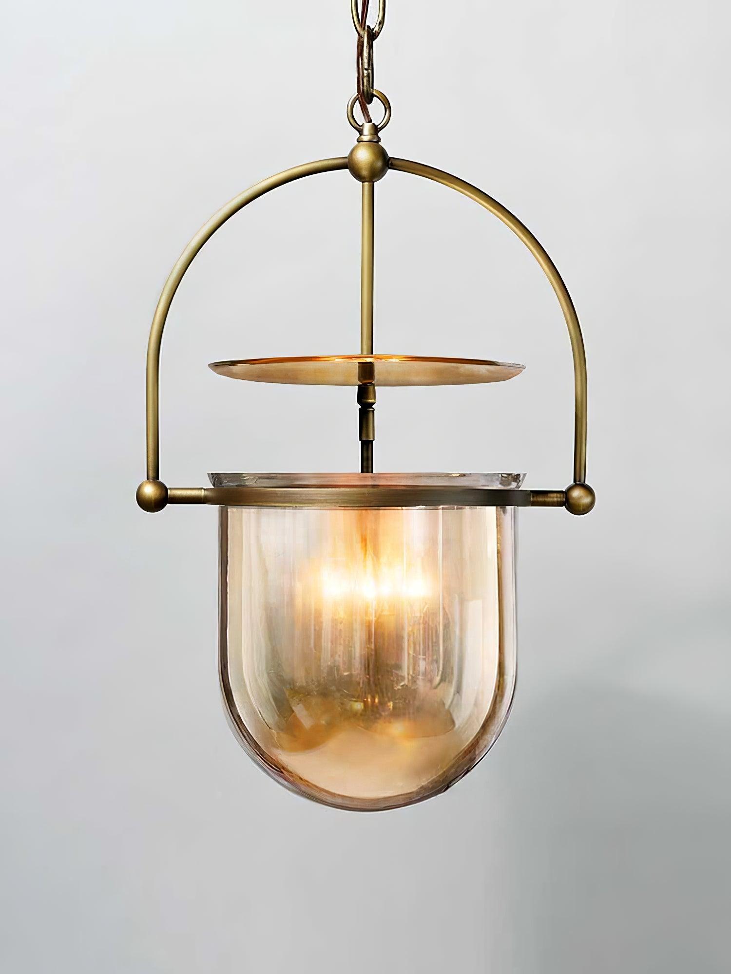 Lustra Pendant Lamp Glass Brass Vintage for Living Room - Letslighting