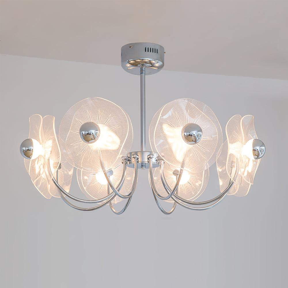Lotus Chandelier Curved Petal Arms Modern Living Room - Letslighting