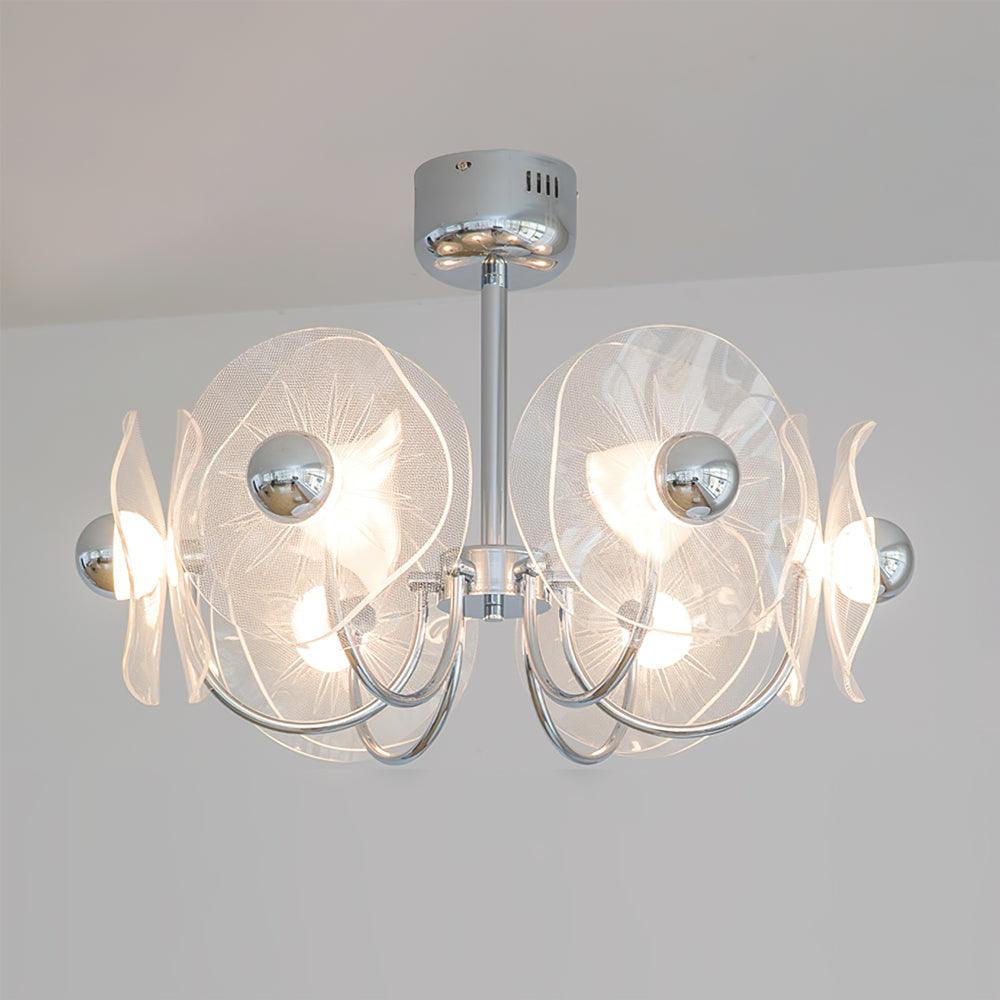 Lotus Chandelier Curved Petal Arms Modern Living Room - Letslighting