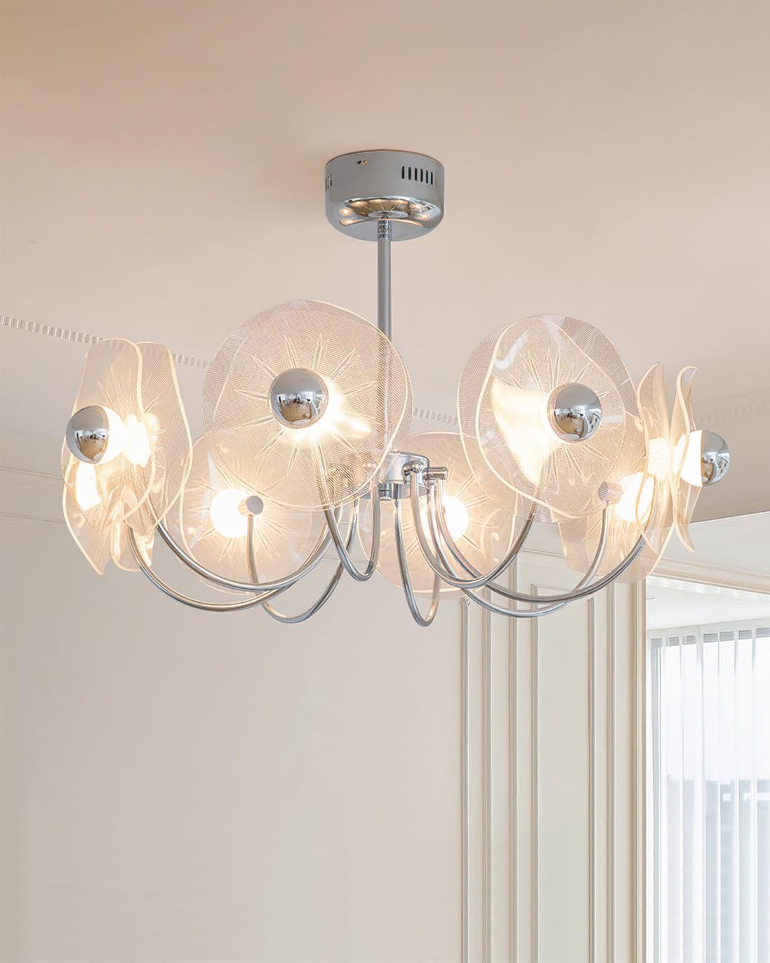 Lotus Chandelier Curved Petal Arms Modern Living Room - Letslighting