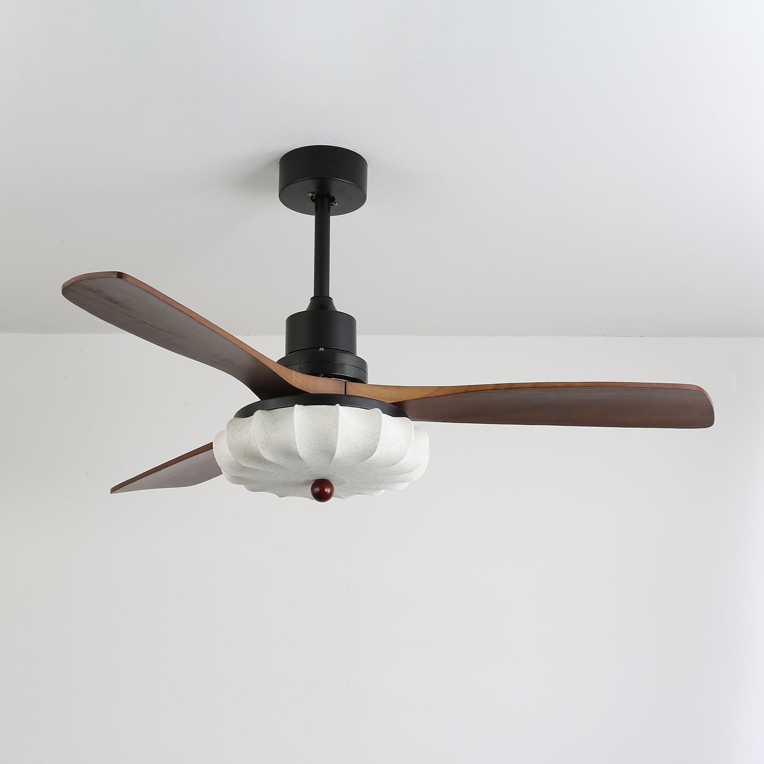 Amara Vintage Glass Wood Ceiling Fan Light - Letslighting