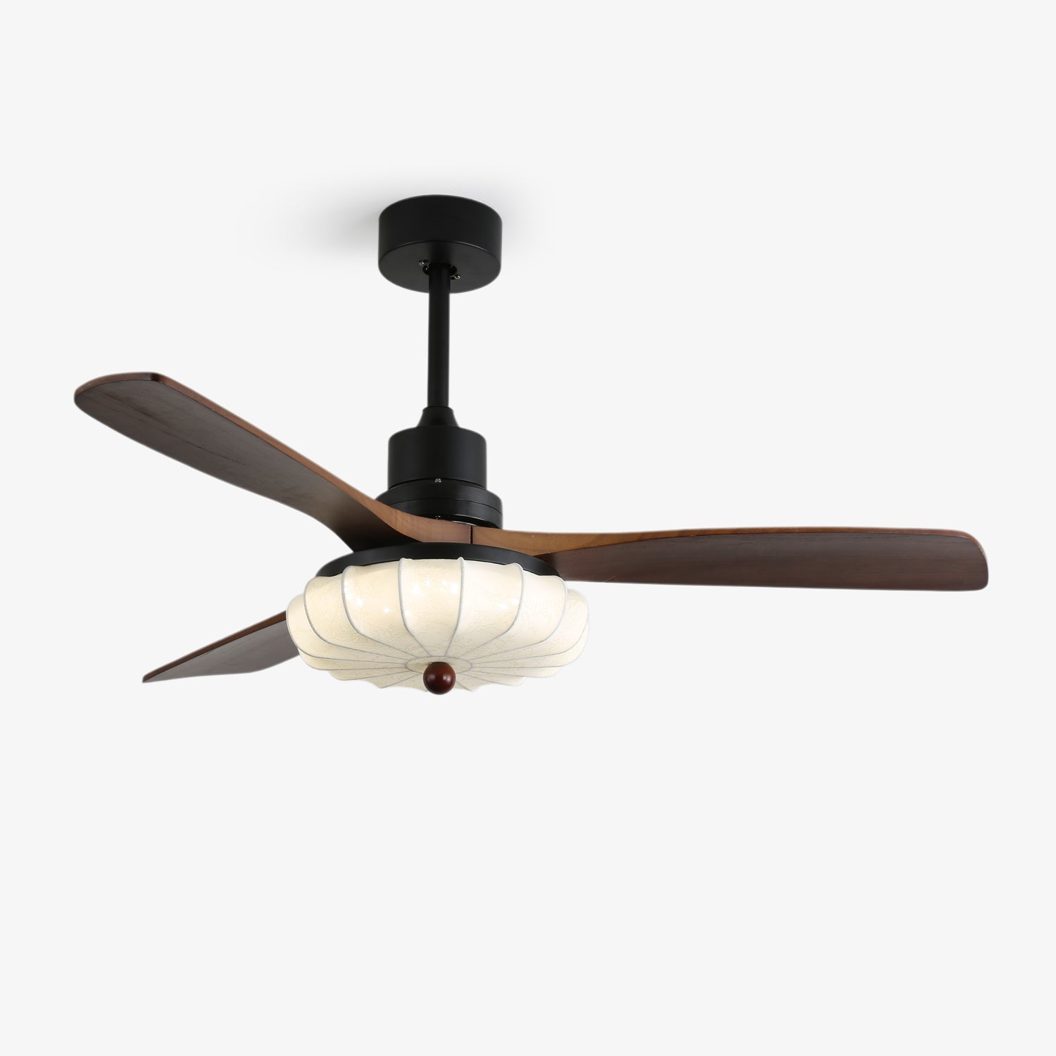 Amara Vintage Glass Wood Ceiling Fan Light - Letslighting