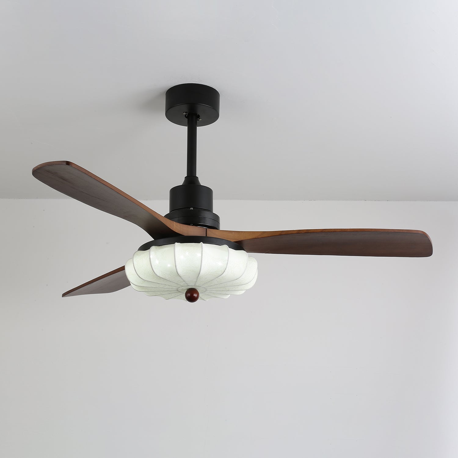 Amara Vintage Glass Wood Ceiling Fan Light - Letslighting
