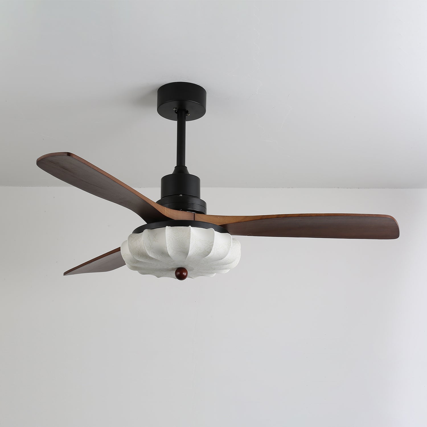 Amara Vintage Glass Wood Ceiling Fan Light - Letslighting