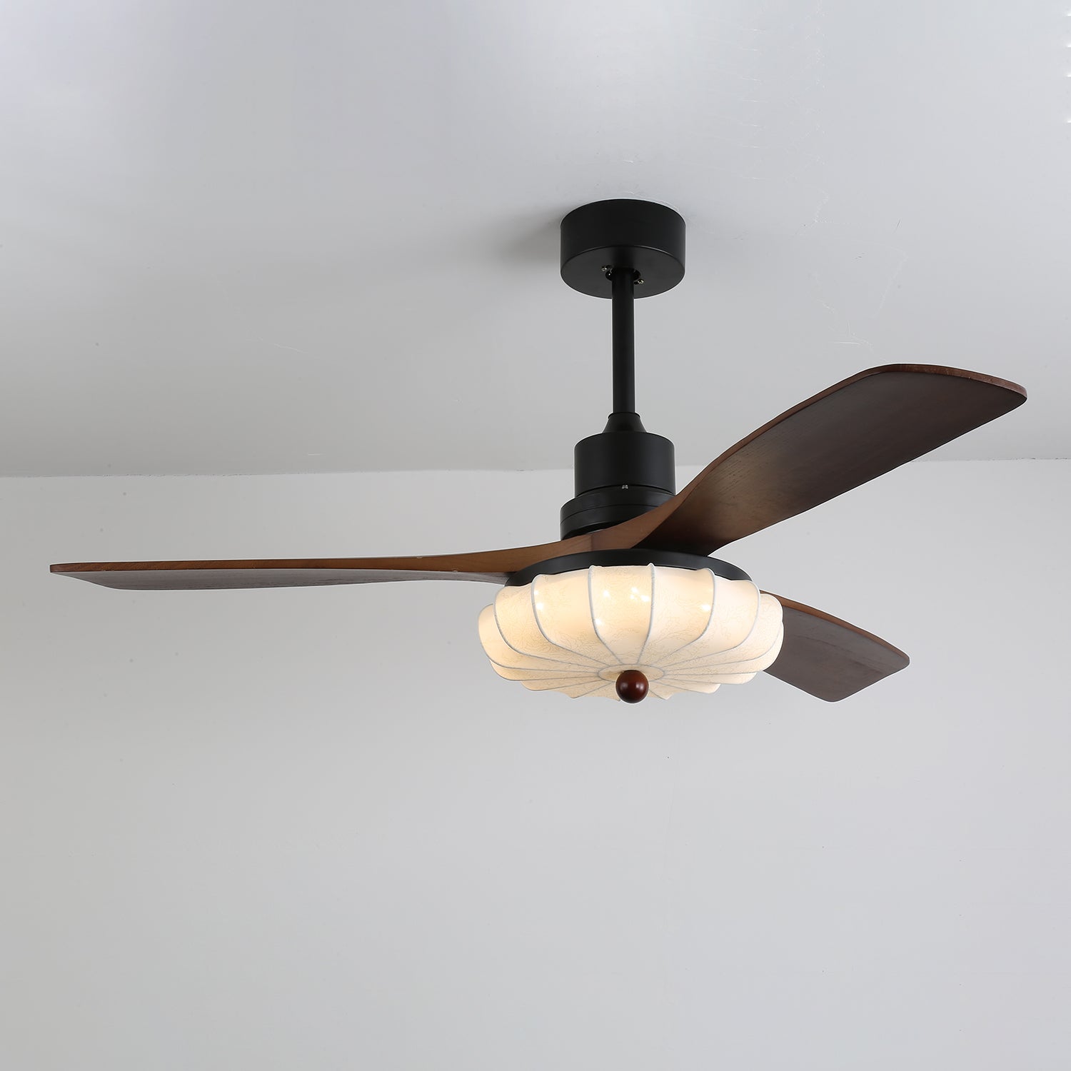 Amara Vintage Glass Wood Ceiling Fan Light - Letslighting