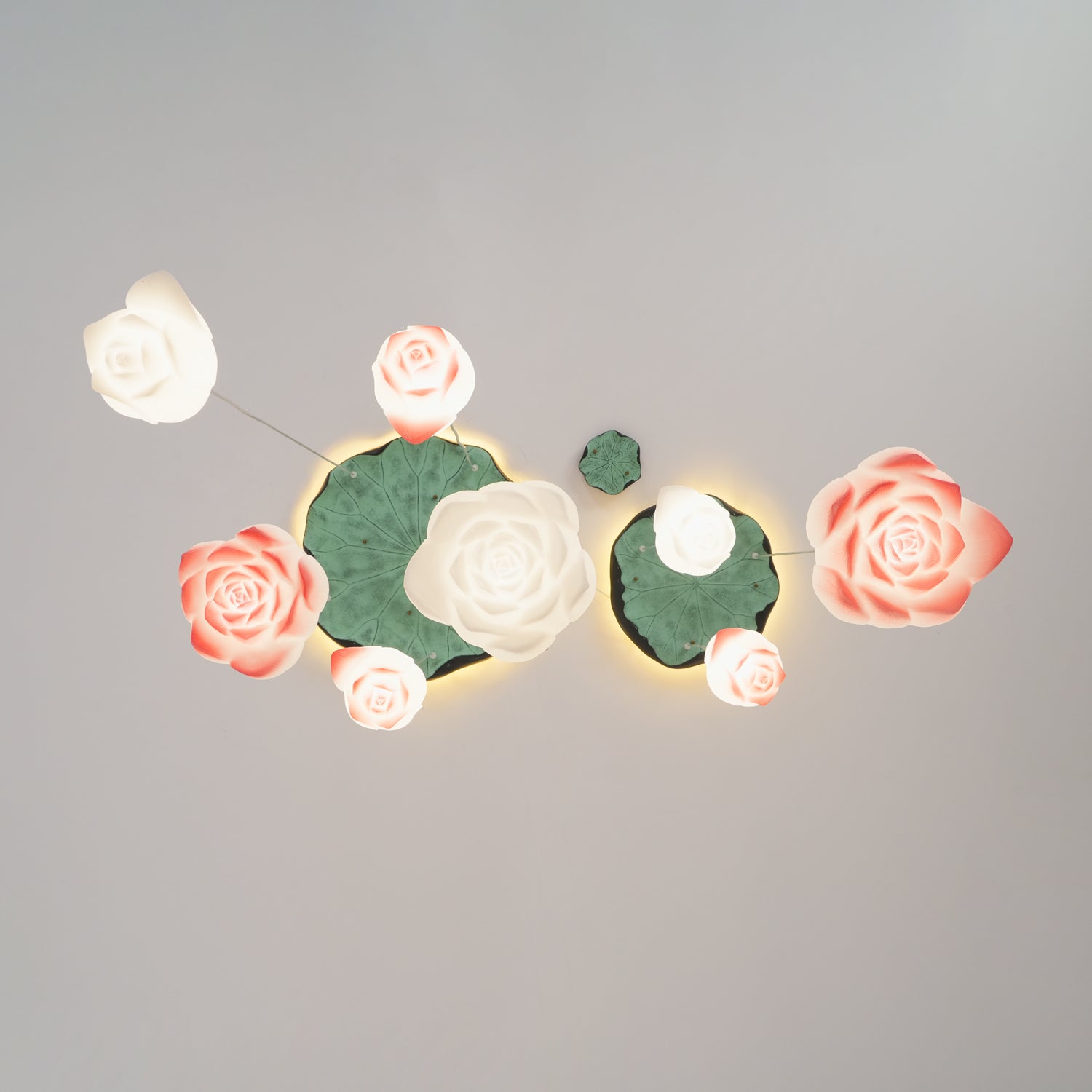 Lustra Chandelier Lotus Floral Pendant Pink White 7-Light - Letslighting