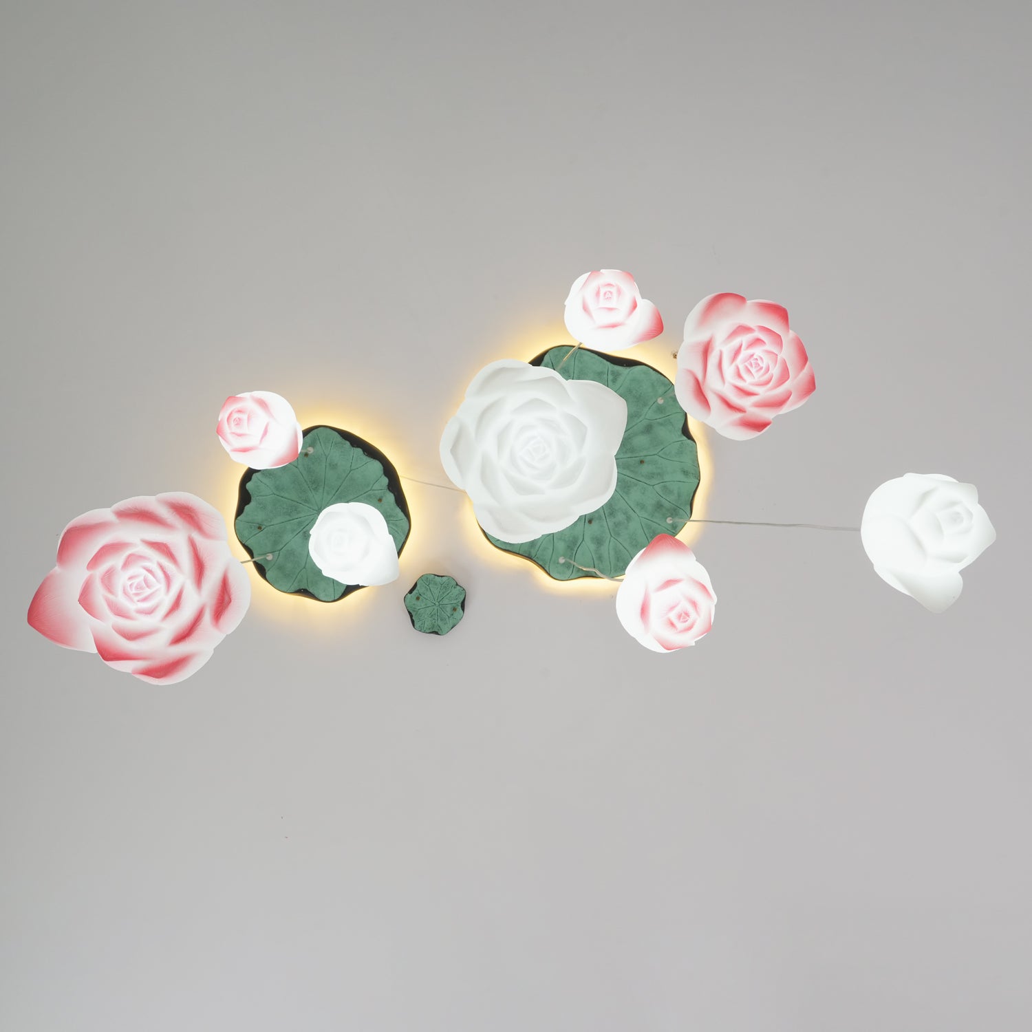 Lustra Chandelier Lotus Floral Pendant Pink White 7-Light - Letslighting