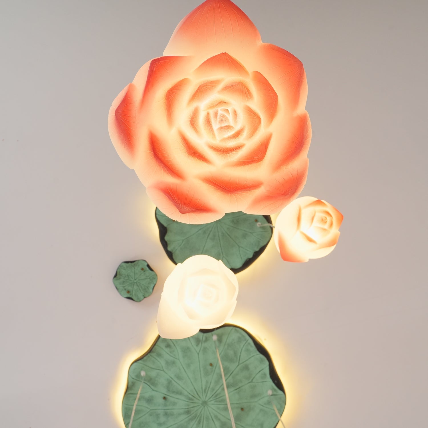 Lustra Chandelier Lotus Floral Pendant Pink White 7-Light - Letslighting