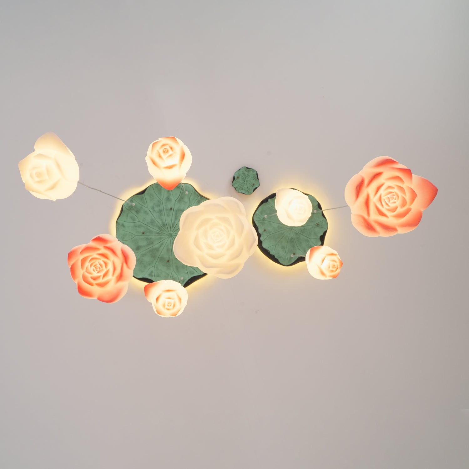Lustra Chandelier Lotus Floral Pendant Pink White 7-Light - Letslighting