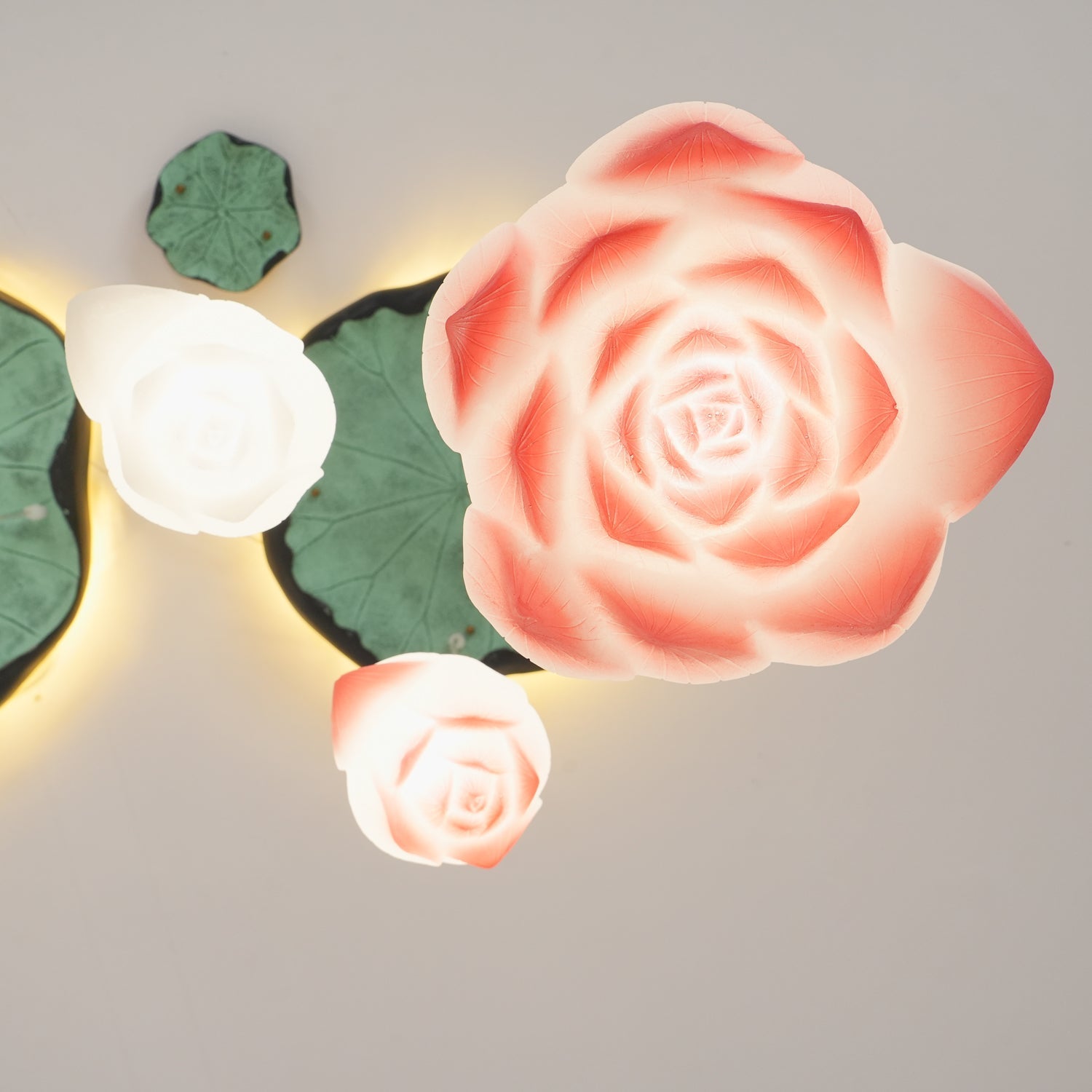 Lustra Chandelier Lotus Floral Pendant Pink White 7-Light - Letslighting