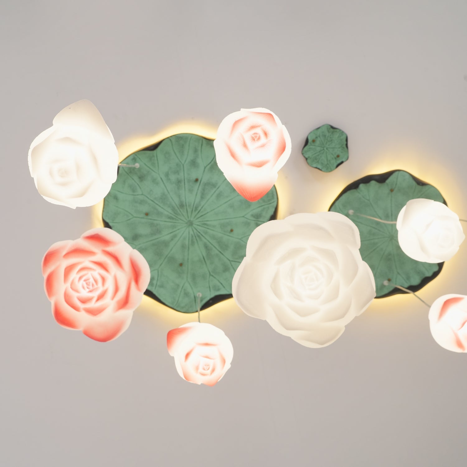 Lustra Chandelier Lotus Floral Pendant Pink White 7-Light - Letslighting