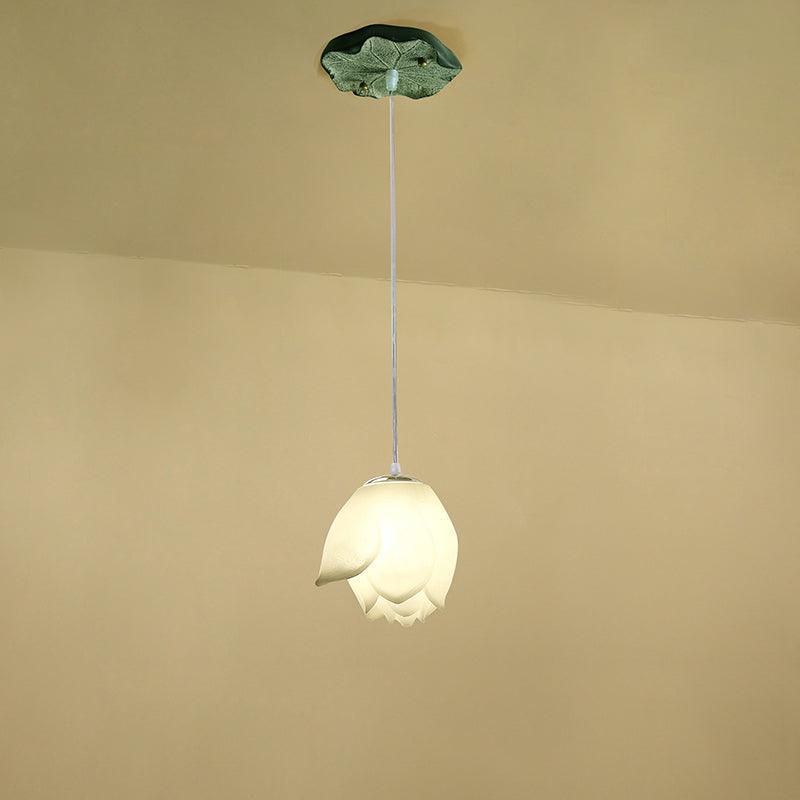 Lustra Chandelier Lotus Floral Pendant Pink White 7-Light - Letslighting