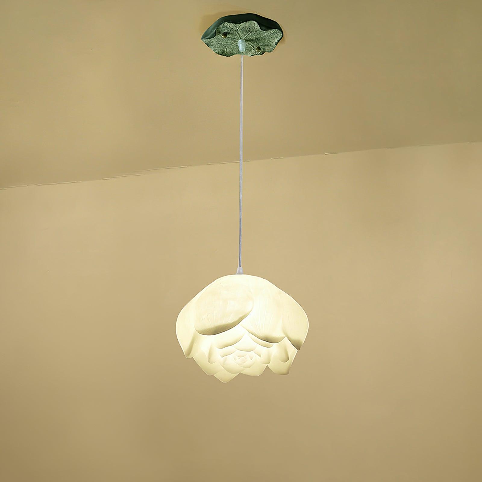 Lustra Chandelier Lotus Floral Pendant Pink White 7-Light - Letslighting