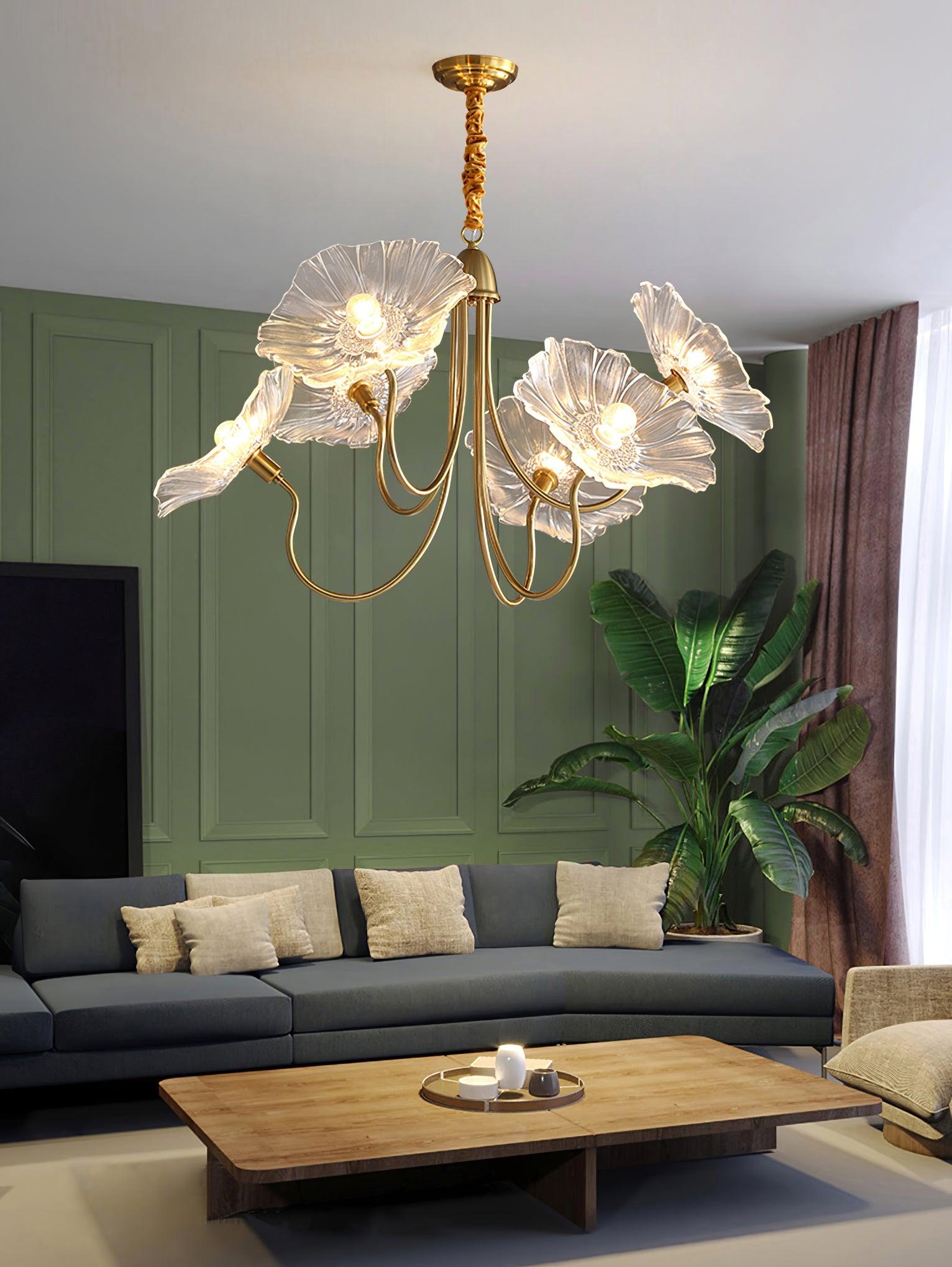 Lustra Chandelier Lotus Leaf Glass - Letslighting