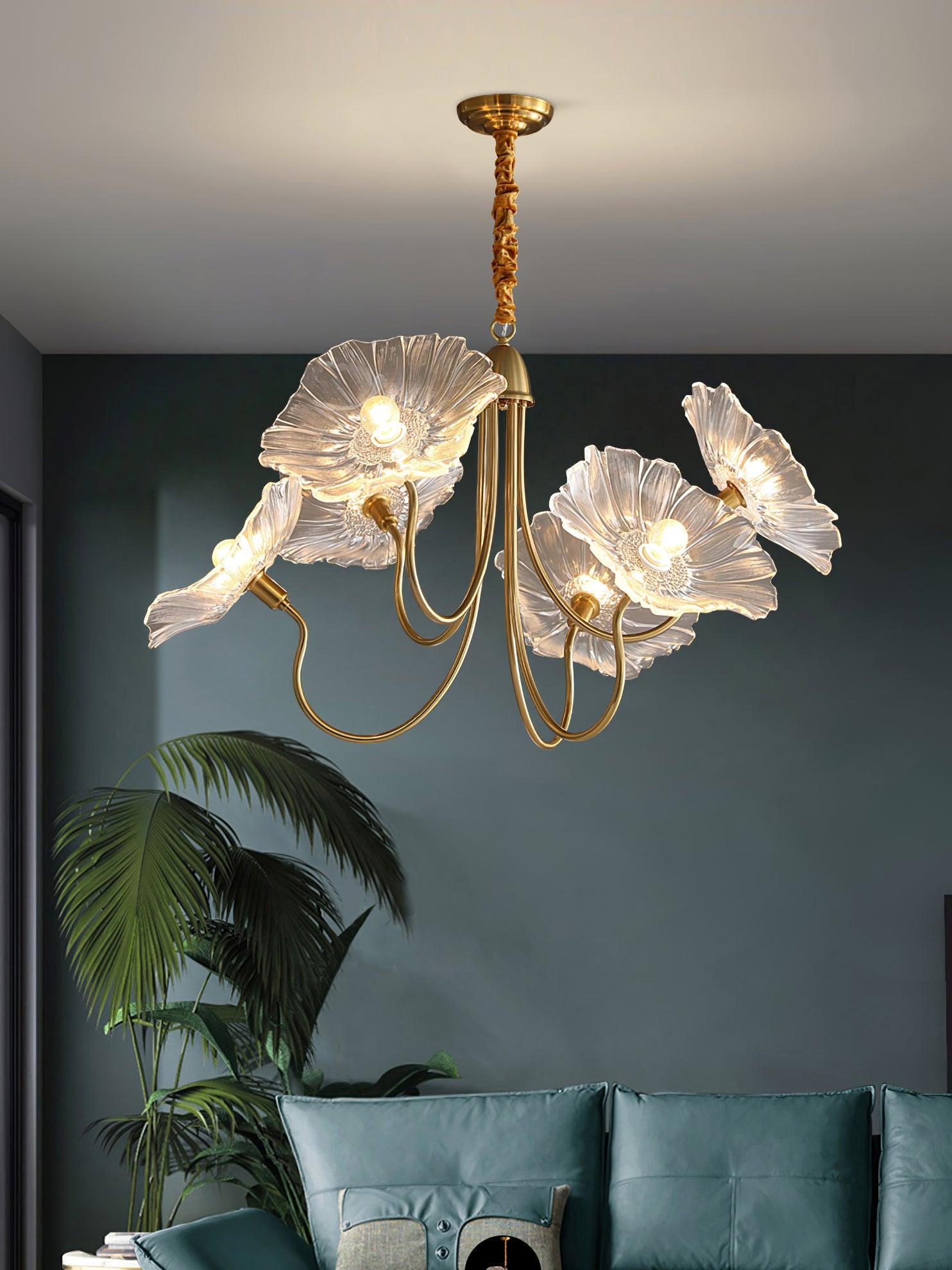 Lustra Chandelier Lotus Leaf Glass - Letslighting