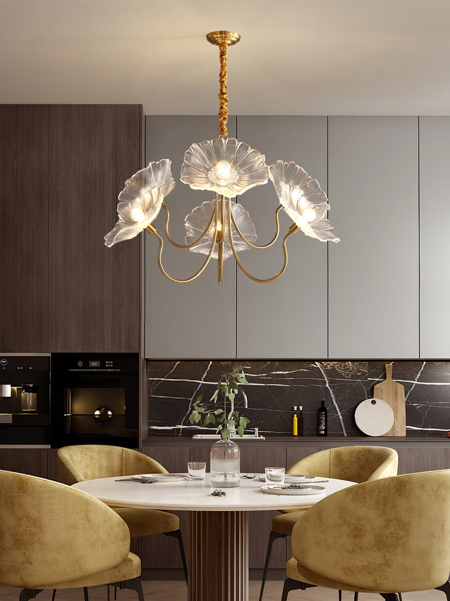 Lustra Chandelier Lotus Leaf Glass - Letslighting