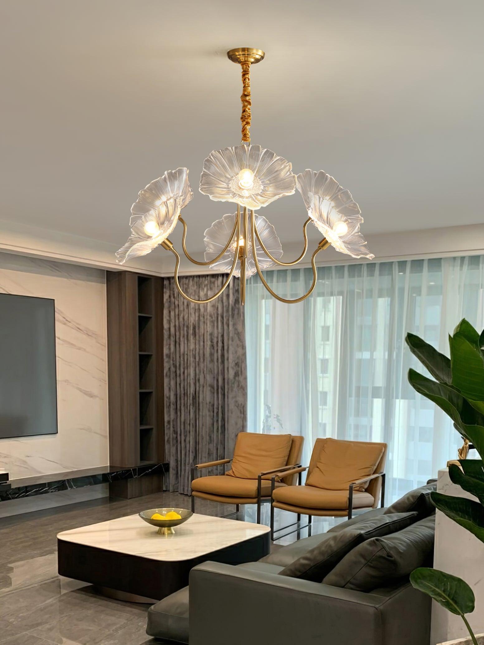 Lustra Chandelier Lotus Leaf Glass - Letslighting