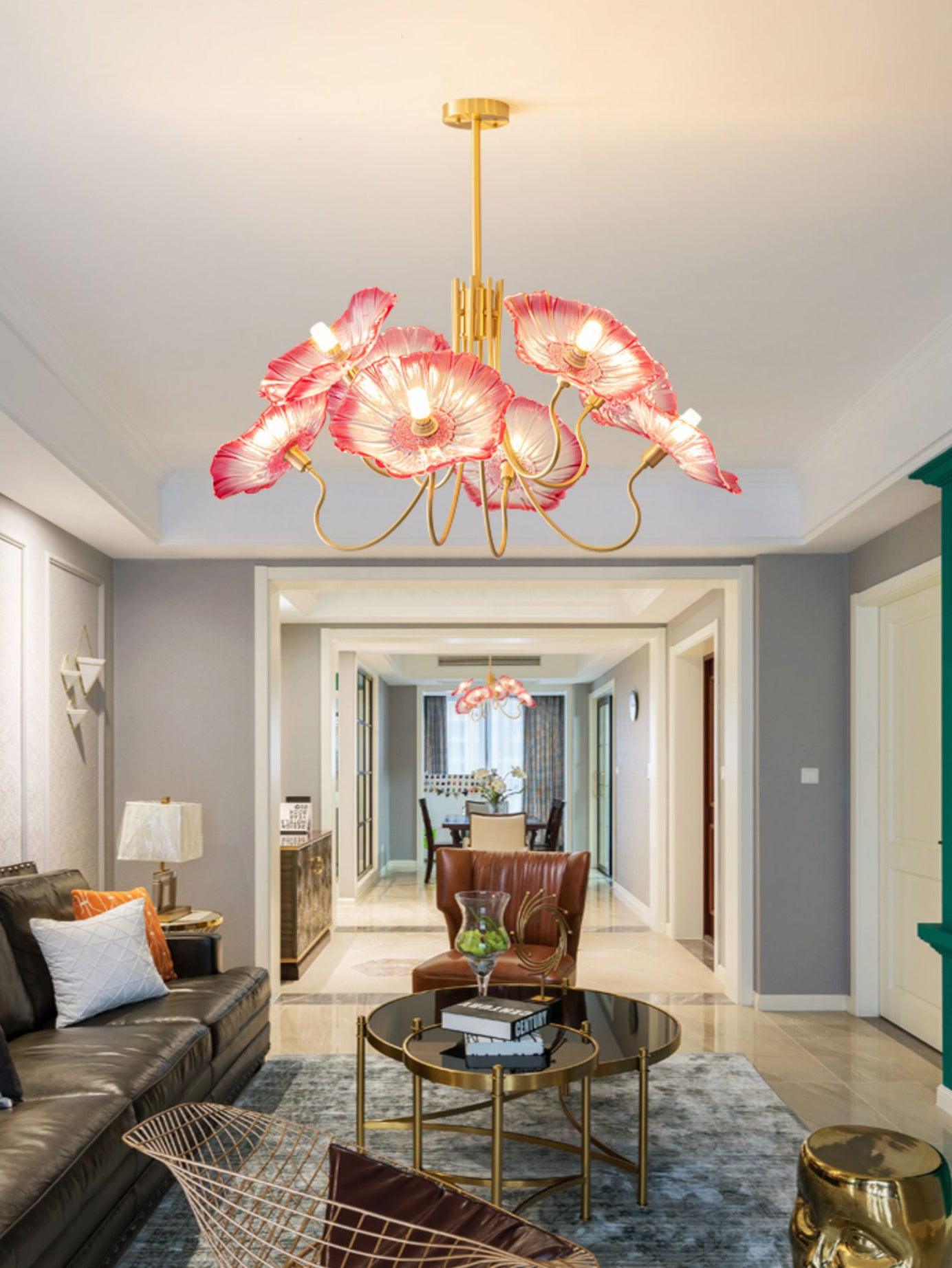 Lustra Chandelier Lotus Leaf Glass - Letslighting