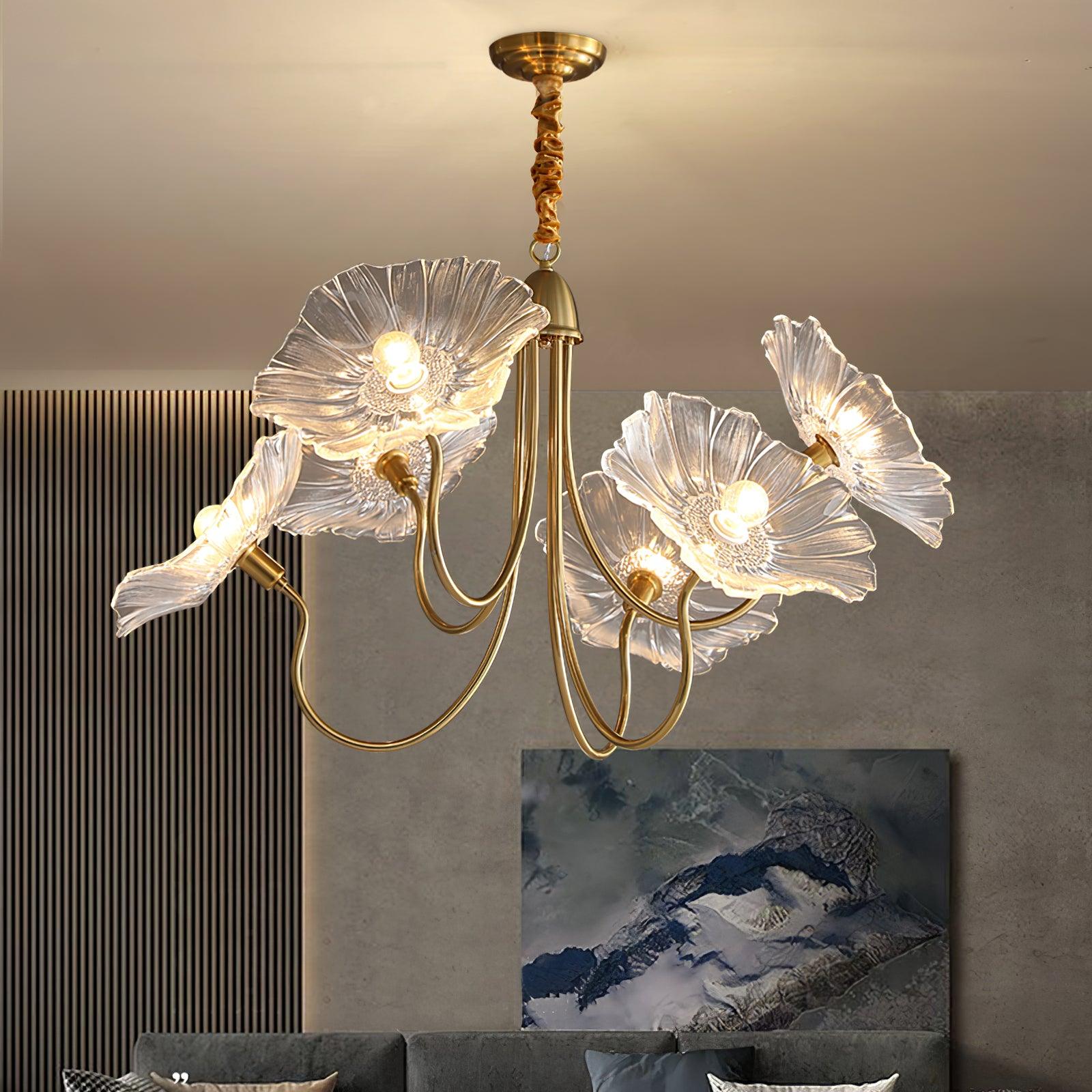 Lustra Chandelier Lotus Leaf Glass - Letslighting