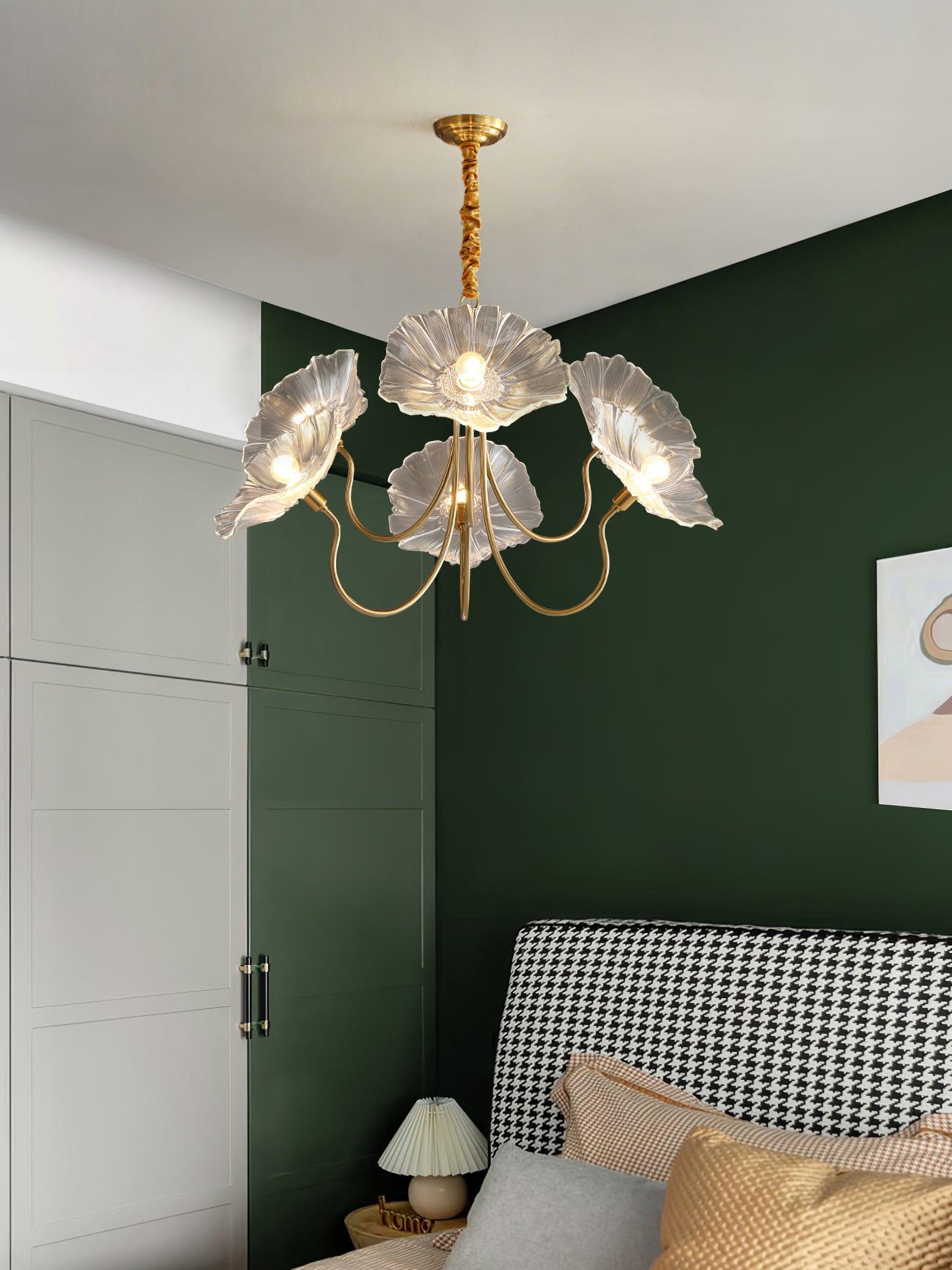 Lustra Chandelier Lotus Leaf Glass - Letslighting
