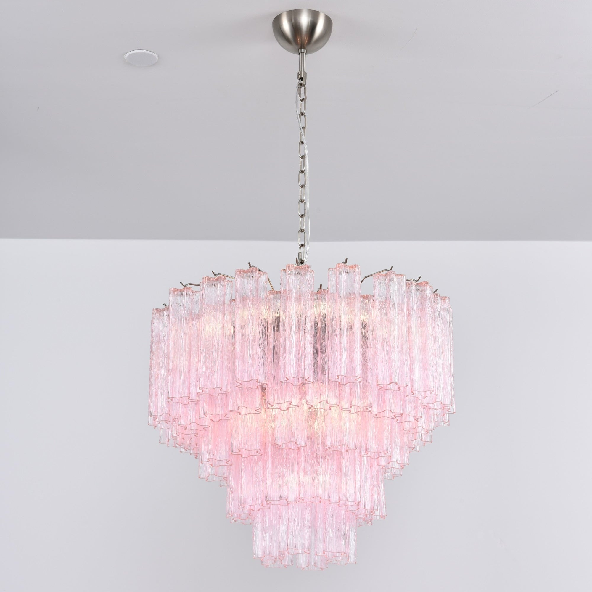 Aurora Chandelier Pink Glass Multi-Tier Romantic Glow - Letslighting