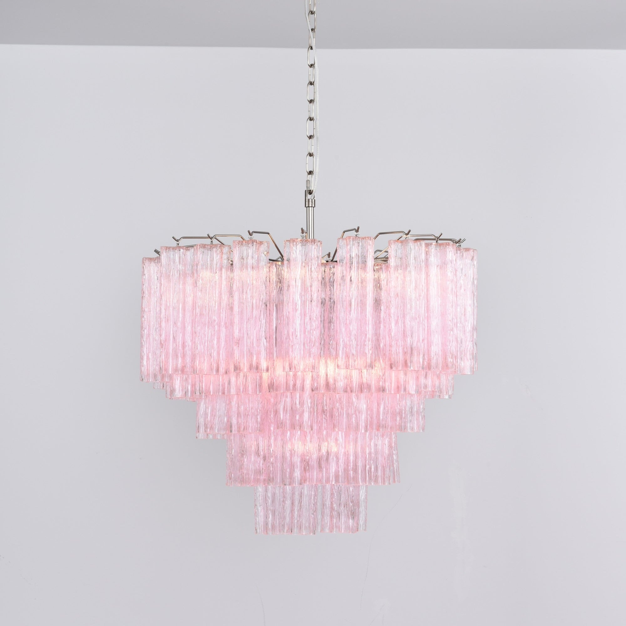 Aurora Chandelier Pink Glass Multi-Tier Romantic Glow - Letslighting